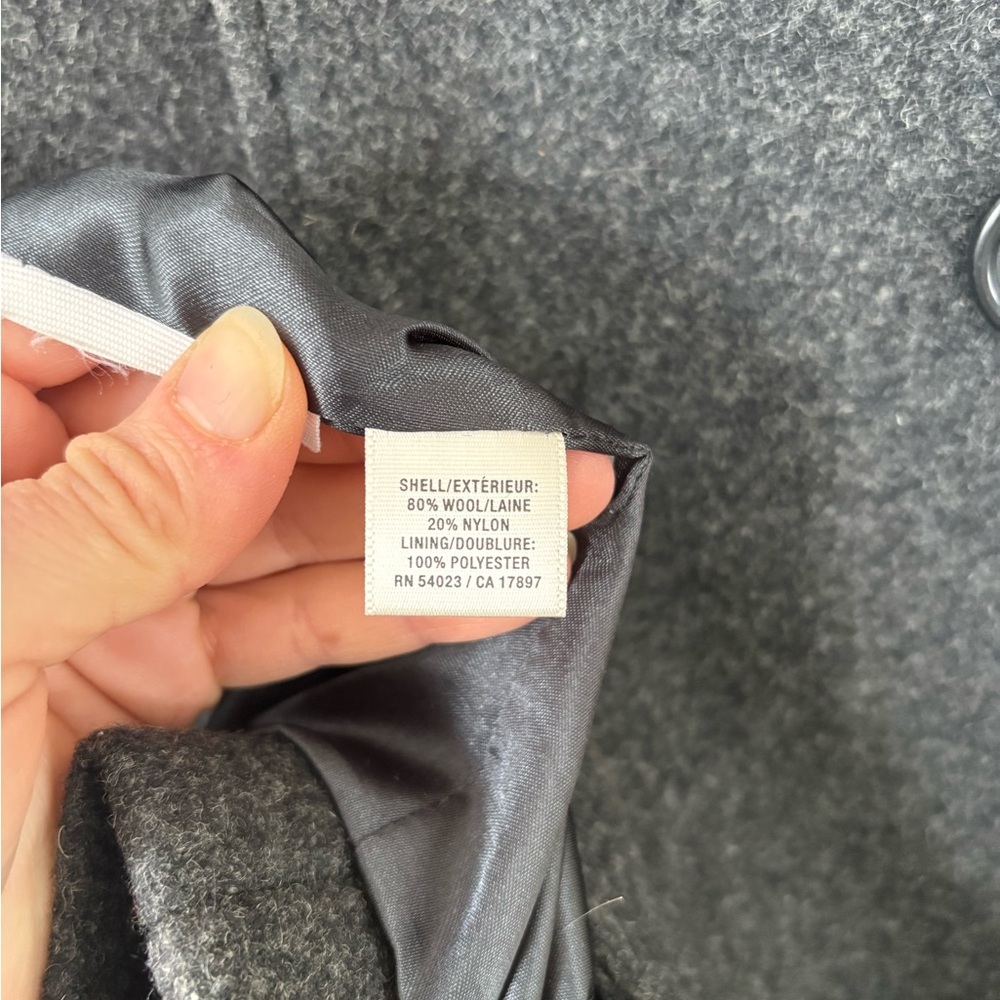 Old Navy Dark Grey Heavy Wool Peacoat | Long Trench Style | Thick & Warm - Picture 4 of 4